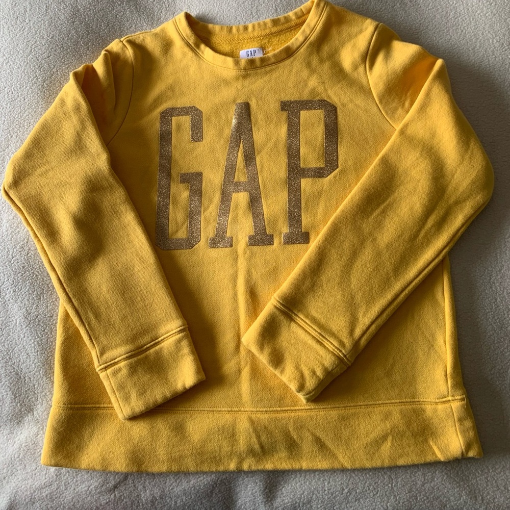 Gap Kids XXL (14-16) Yellow Fleece Pullover Sweatshirt Long Sleeve Logo